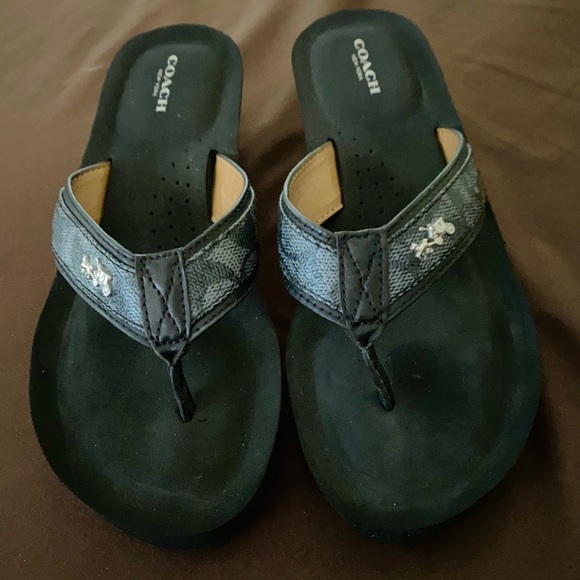 Coach Shoes - NWOB Coach Wedge Flip Flop Sandals Size 10